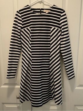 Michael Kors Pullover Back Zipper Long Sleeve Dress Blue/White Stripe Sz 6 NWOTs